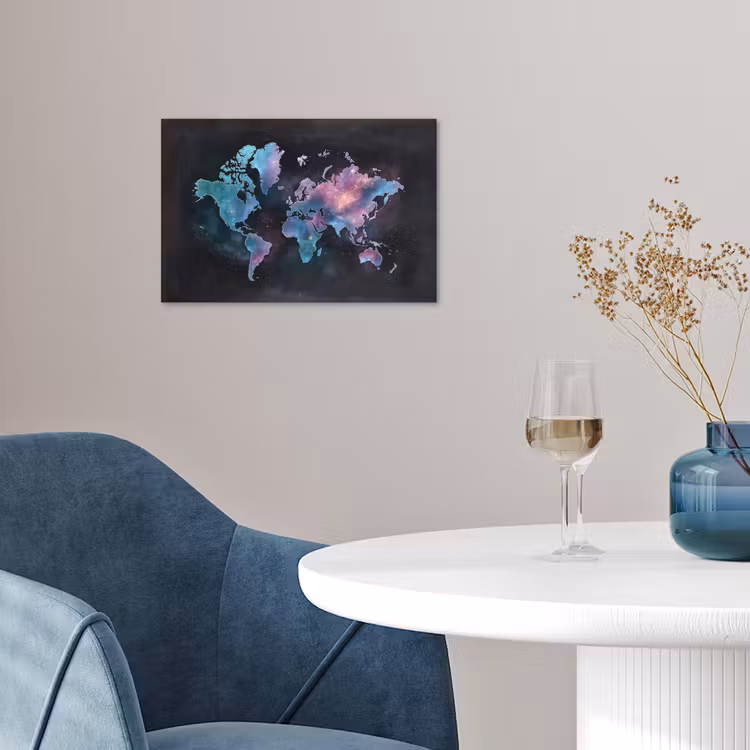 Sterren - Wereldkaart - Blauw poster papier klein -sfeer3