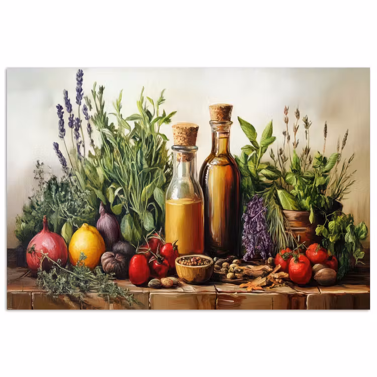 Stilleven - Kruiden - Specerijen - Fruit - Kleurrijk poster papier klein -3d
