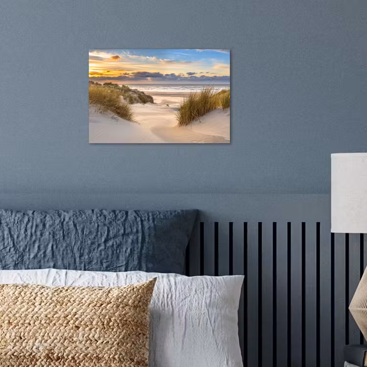 Strand - Duin - Gras - Zonsondergang - Zee poster papier klein -sfeer2