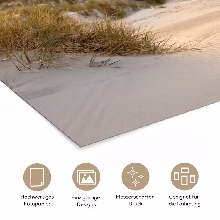 Strand - Duin - Gras - Zonsondergang - Zee poster papier klein -tcloseup_DE