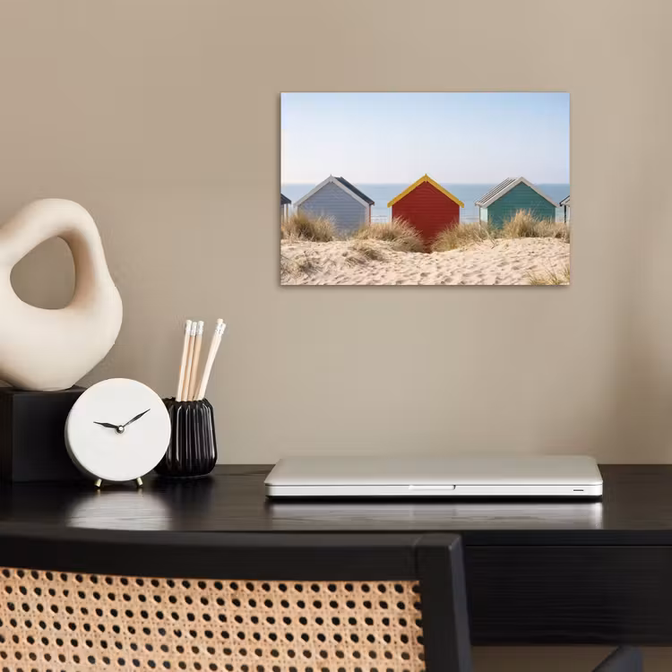 Strand - Huisjes - Kleurrijk - Duinen poster papier klein -sfeer1