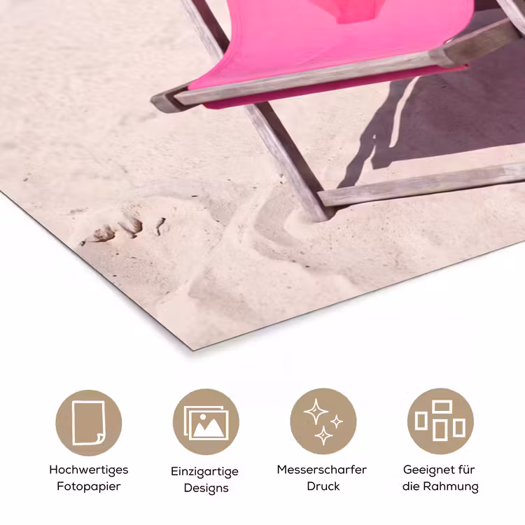 Strand - Ligstoel - Badkleding - Zomer - Roze poster papier klein -tcloseup_DE