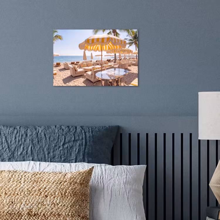 Strand - Ligbedden - Vakantie - Modern - Geel poster papier klein -sfeer2