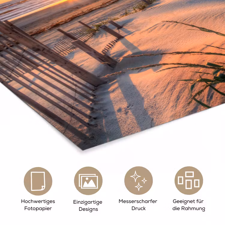 Strand - Zee - Duin - Zonsondergang - Landschap poster papier klein -tcloseup_DE