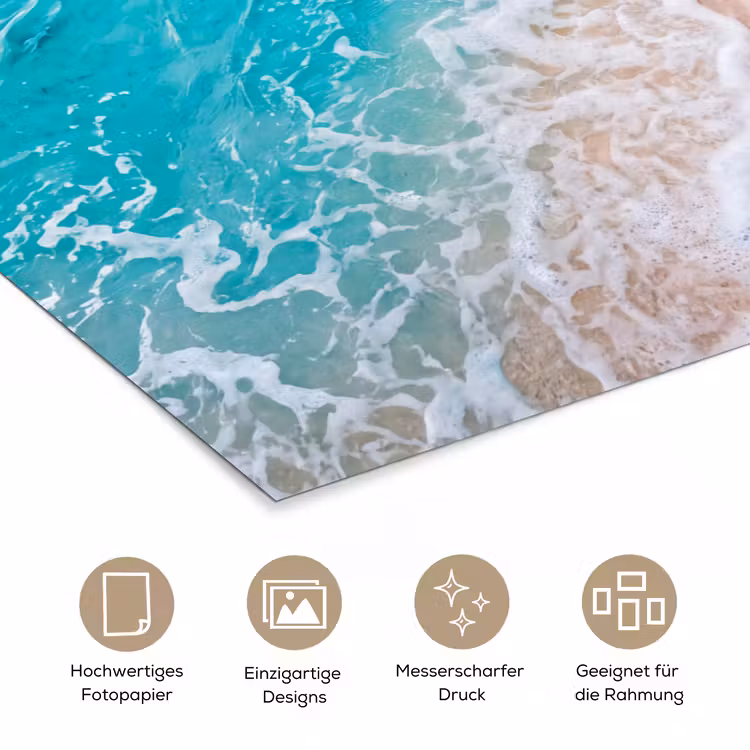 Strand - Zee - Golf - Natuur - Blauw poster papier klein -tcloseup_DE
