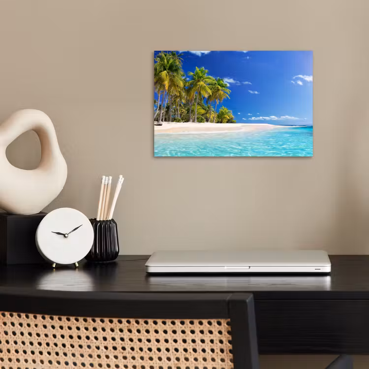 Strand - Zee - Palmboom - Zon - Zomer poster papier klein -sfeer1