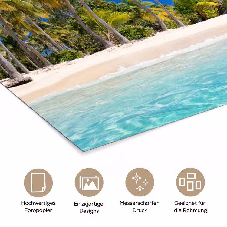 Strand - Zee - Palmboom - Zon - Zomer poster papier klein -tcloseup_DE