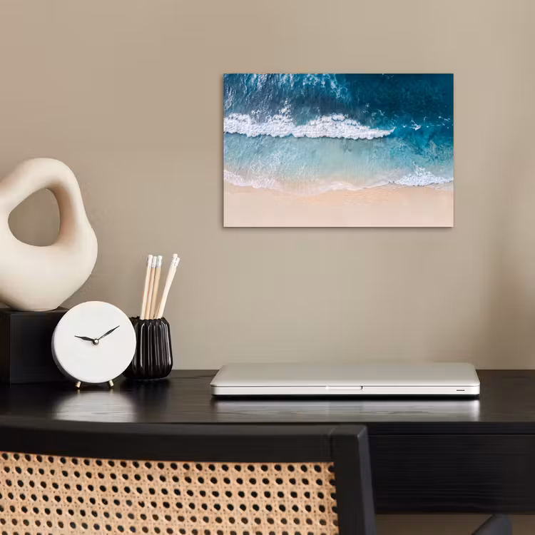 Strand - Zee - Golven - Natuur - Blauw poster papier klein -sfeer1