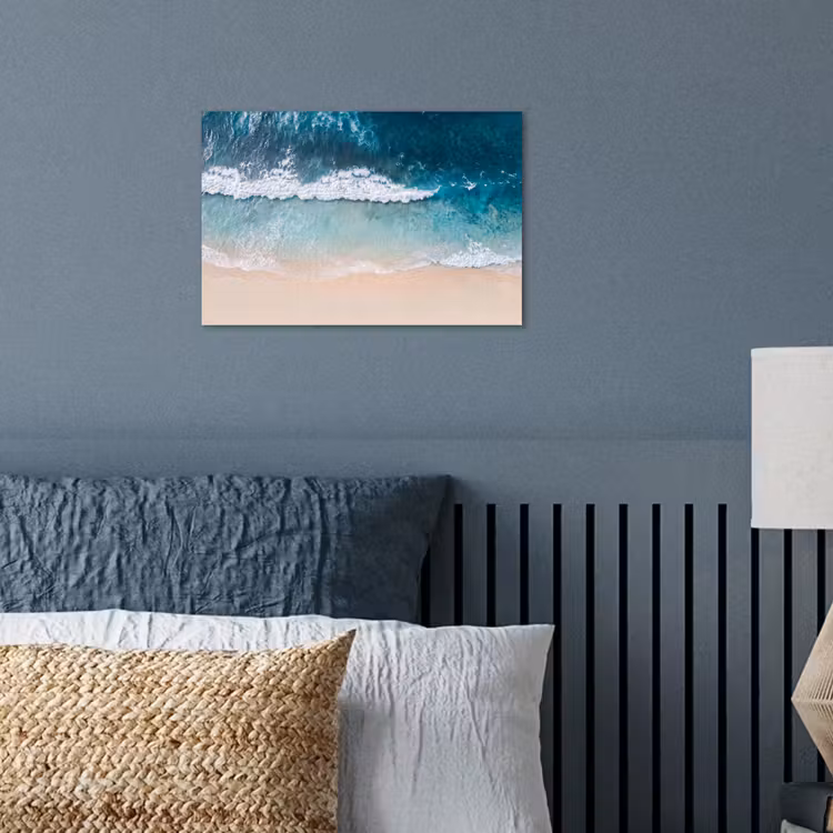 Strand - Zee - Golven - Natuur - Blauw poster papier klein -sfeer2