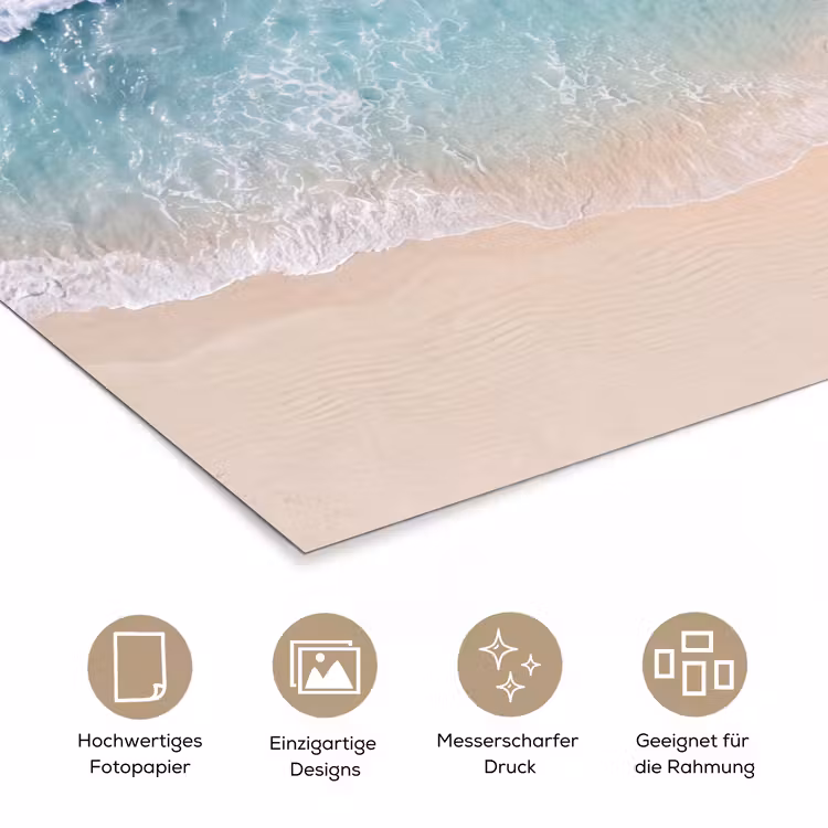 Strand - Zee - Golven - Natuur - Blauw poster papier klein -tcloseup_DE