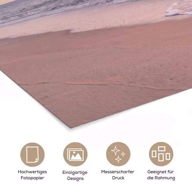 Strand - Zee - Golven - Natuur - Zonsondergang poster papier klein -tcloseup_DE