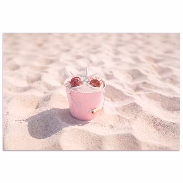 Strand - Schelpen - Zomer - Roze - Decoratie poster papier klein -3d