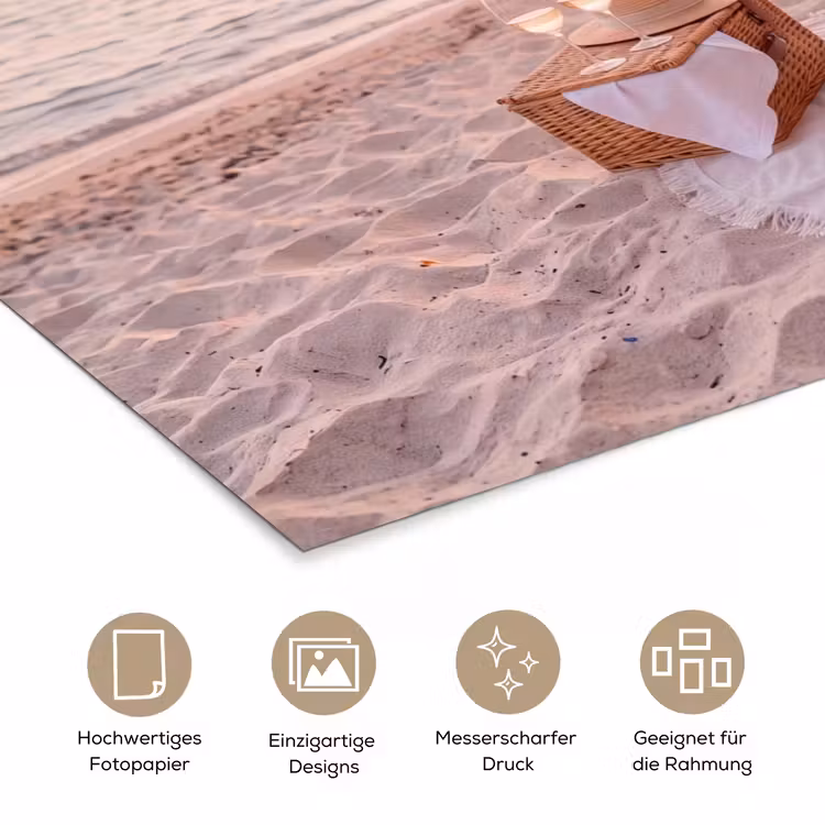 Strand - Picknick - Zonsondergang - Zomer - Natuur poster papier klein -tcloseup_DE
