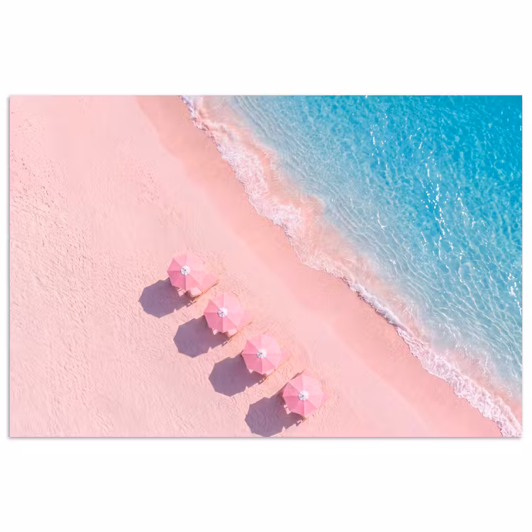 Strand - Roze zand - Zee - Zomer - Natuur poster papier klein -3d
