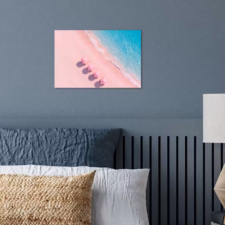 Strand - Roze zand - Zee - Zomer - Natuur poster papier klein -sfeer2