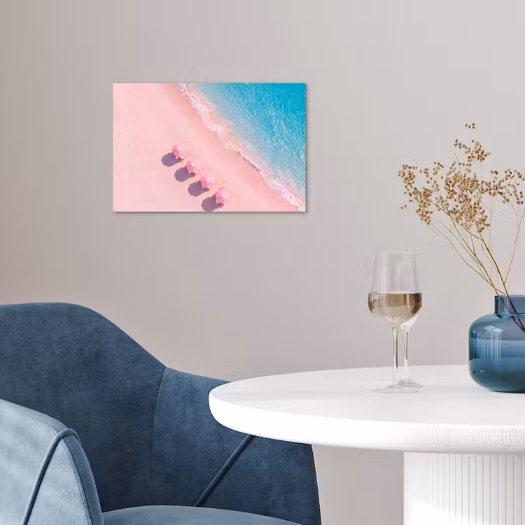 Strand - Roze zand - Zee - Zomer - Natuur poster papier klein -sfeer3