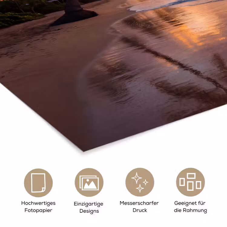 Strand - Zonsopgang - Tropisch - Natuur - Oranje poster papier klein -tcloseup_DE