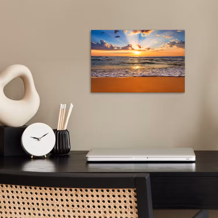 Strand - Zonsondergang - Zee - Wolken - Horizon poster papier klein -sfeer1