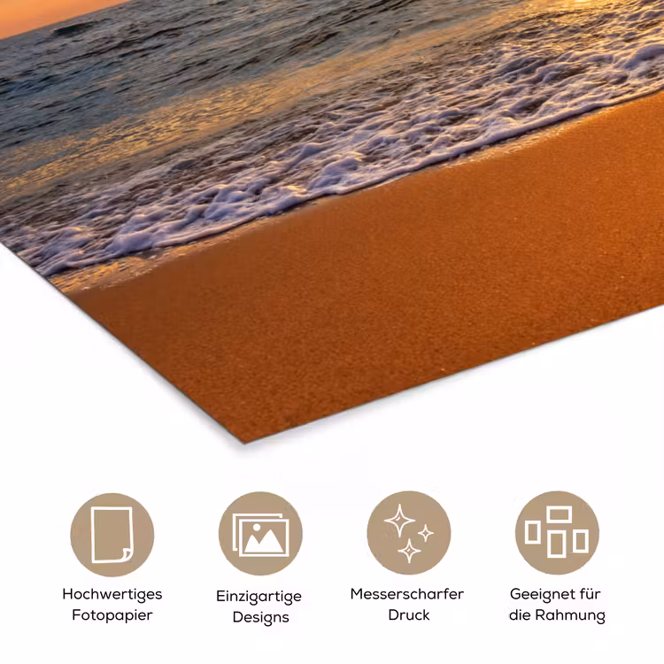 Strand - Zonsondergang - Zee - Wolken - Horizon poster papier klein -tcloseup_DE