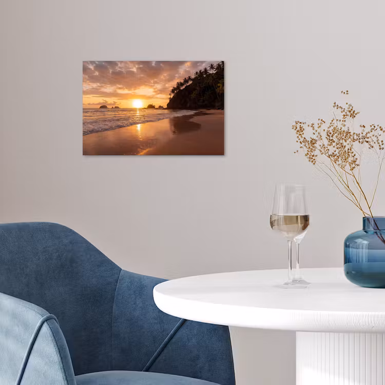 Strand - Zonsondergang - Natuur - Tropisch - Oranje poster papier klein -sfeer3