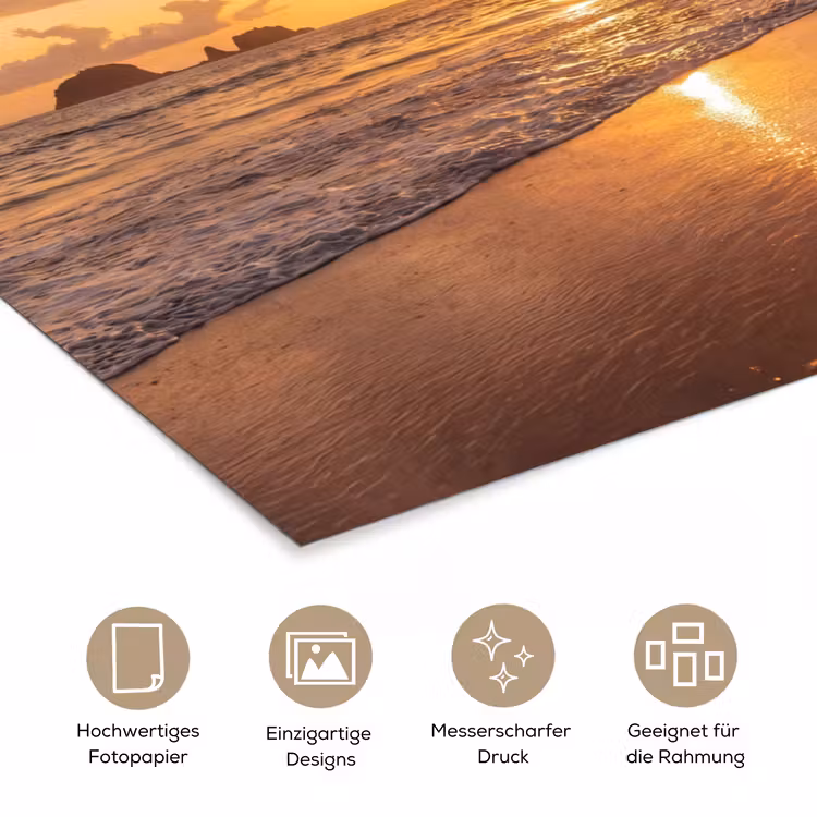 Strand - Zonsondergang - Natuur - Tropisch - Oranje poster papier klein -tcloseup_DE