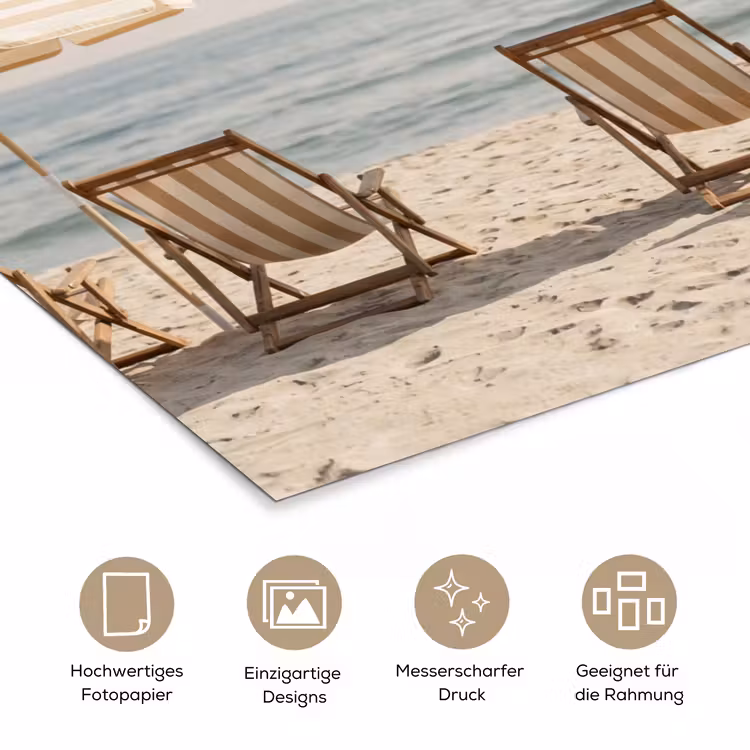 Strand - Stoelen - Parasol poster papier klein -tcloseup_DE
