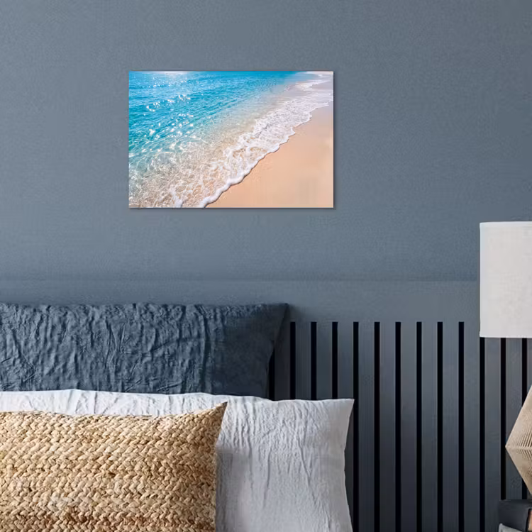 Strand - Water - Natuur - Blauw - Beige poster papier klein -sfeer2