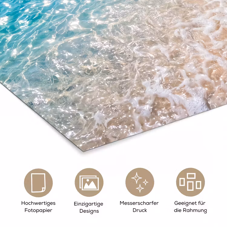 Strand - Water - Natuur - Blauw - Beige poster papier klein -tcloseup_DE