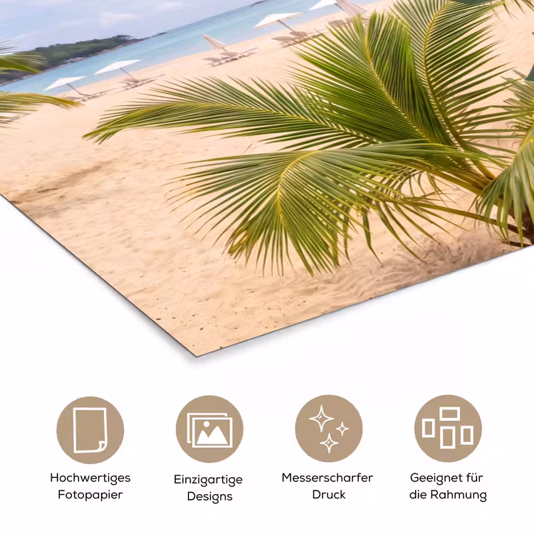 Strand - Wegwijzer - Palmen - Tropisch - Groen poster papier klein -tcloseup_DE