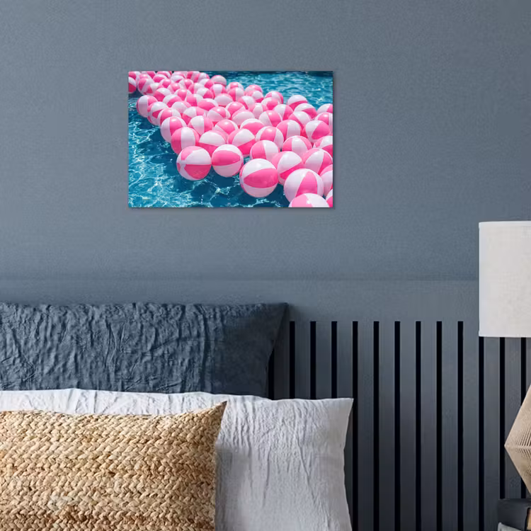 Strandballen - Roze - Water poster papier klein -sfeer2