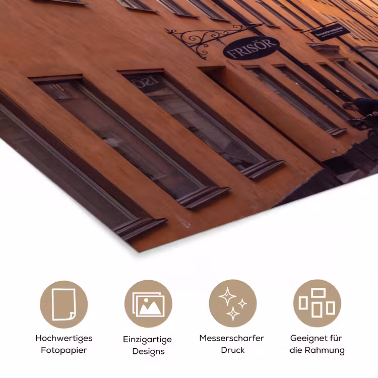 Straat - Klokkentoren - Stad - Architectuur - Historisch poster papier klein -tcloseup_DE
