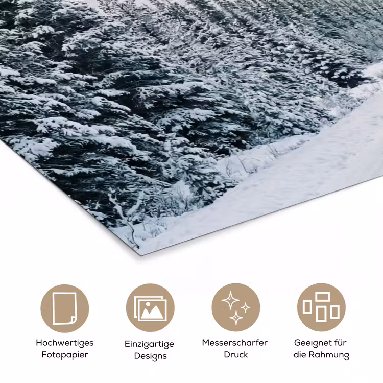 Weg - Sneeuw - Naaldbos - Winter - Avontuurlijk poster papier klein -tcloseup_DE