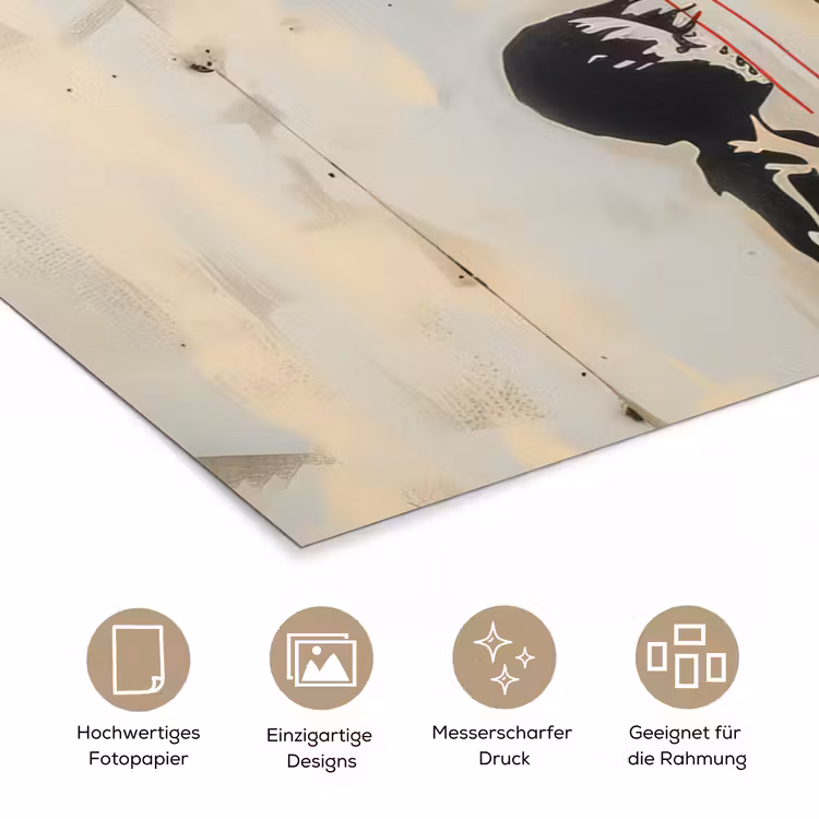 Street art - Banksy - Ballon - Graffiti - Retro poster papier klein -tcloseup_DE