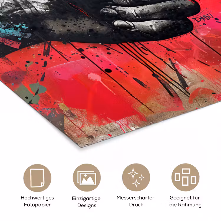 Street art - Handen - Graffiti - Kunst - Banksy poster papier klein -tcloseup_DE