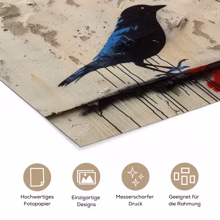 Street art - Meisje - Vogel - Graffiti - Banksy poster papier klein -tcloseup_DE