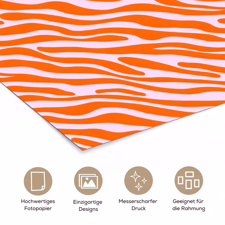 Strepen - Dynamisch - Oranje poster papier klein 62 -tcloseup_DE
