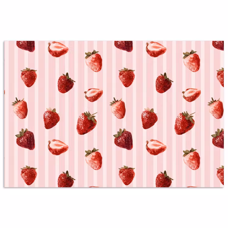 Strepen - Aardbei - Roze poster papier klein 62 -3d