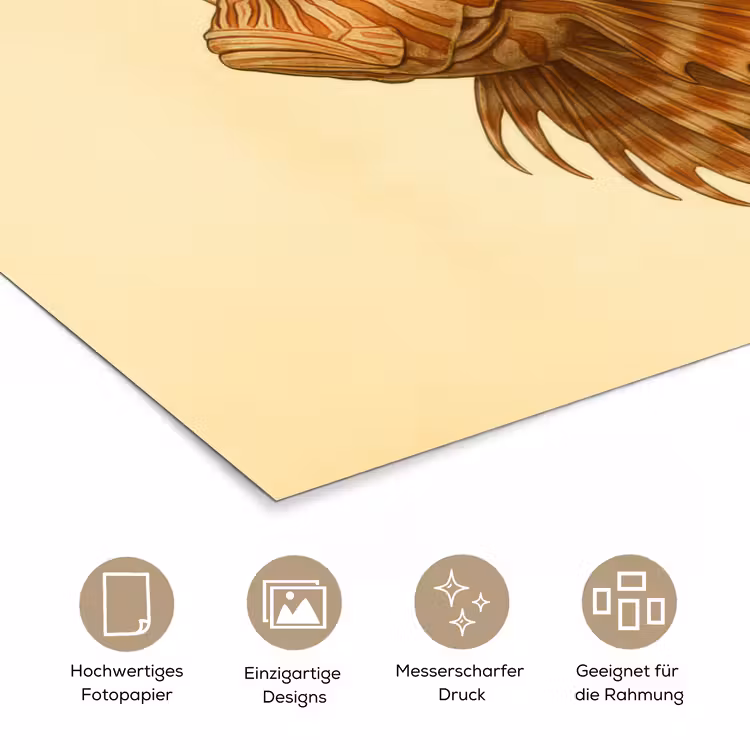 Strepen - Vis - Rond - Stekels poster papier klein -tcloseup_DE