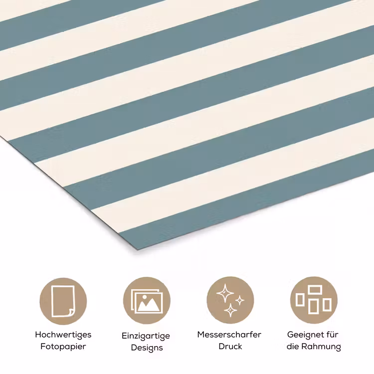 Strepen - Modern - Blauw poster papier klein 62 -tcloseup_DE