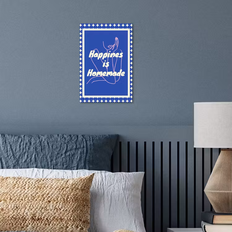 Lijntekening - Vrouw - Quote - Blauw poster papier klein -sfeer2