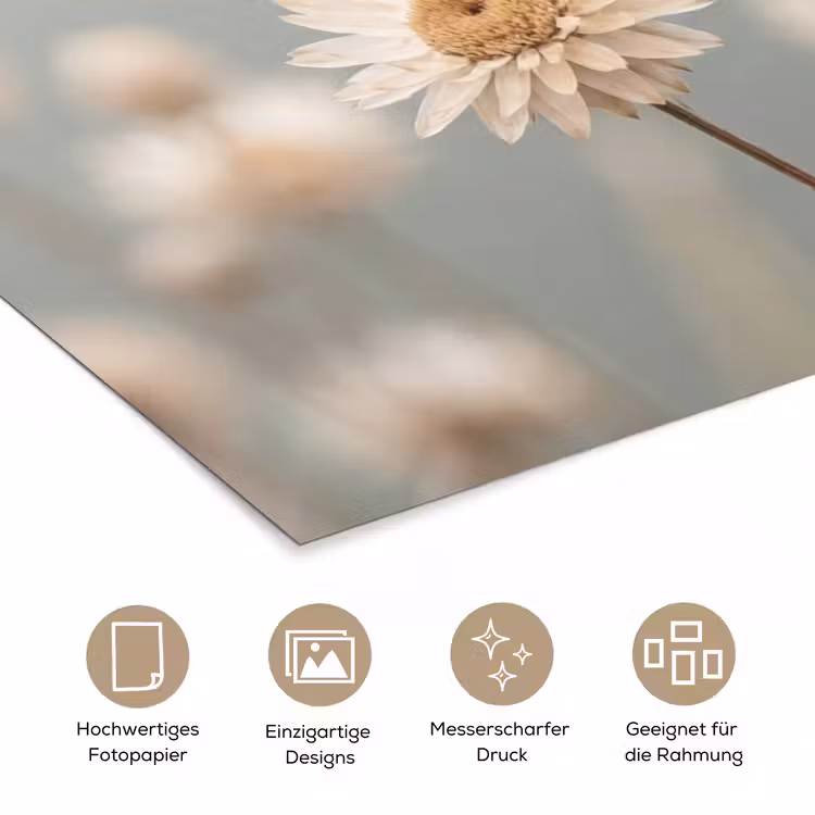 Strobloemen - Wit - Daglicht poster papier klein -tcloseup_DE