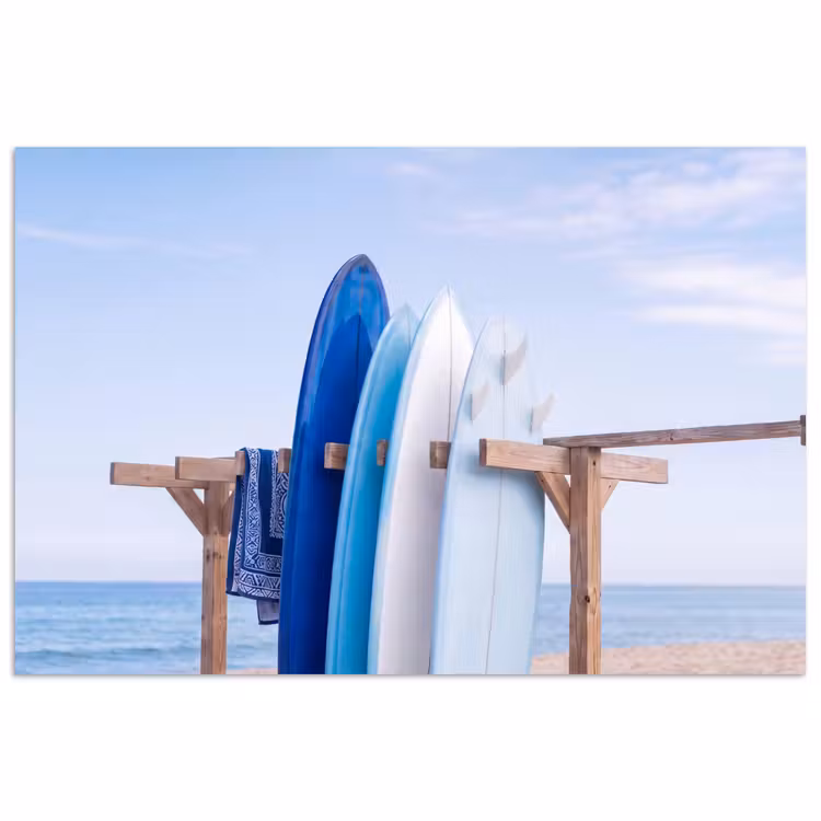 Surfplank - Strand - Zomer - Blauw - Water poster papier klein -3d