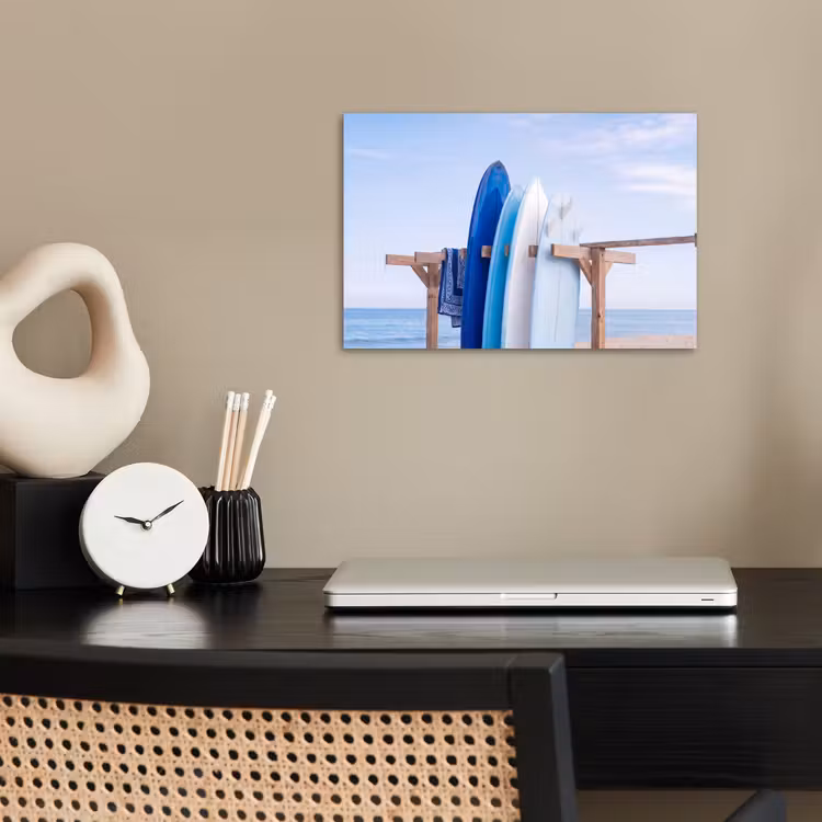 Surfplank - Strand - Zomer - Blauw - Water poster papier klein -sfeer1