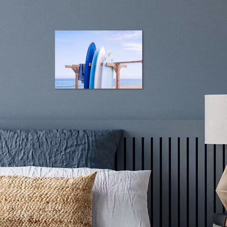 Surfplank - Strand - Zomer - Blauw - Water poster papier klein -sfeer2