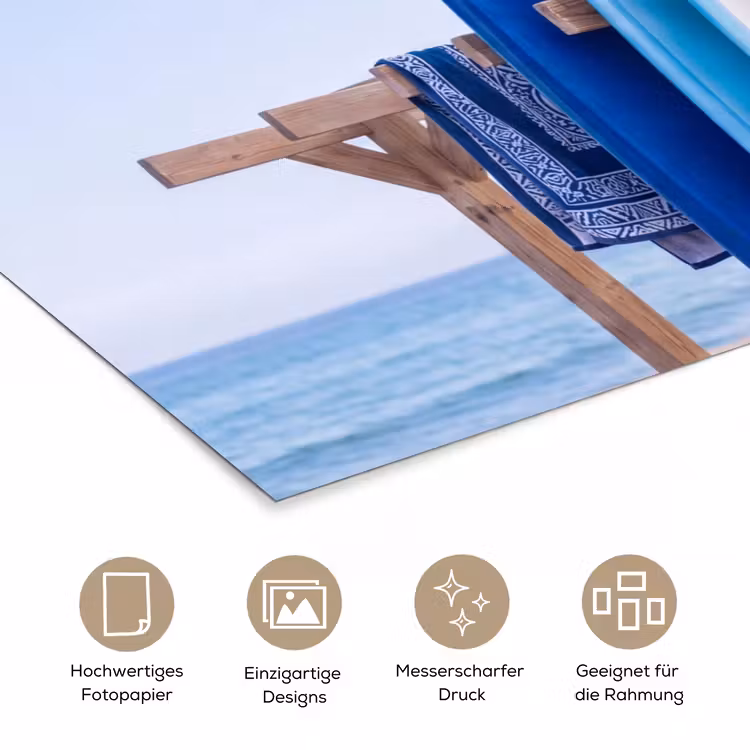 Surfplank - Strand - Zomer - Blauw - Water poster papier klein -tcloseup_DE