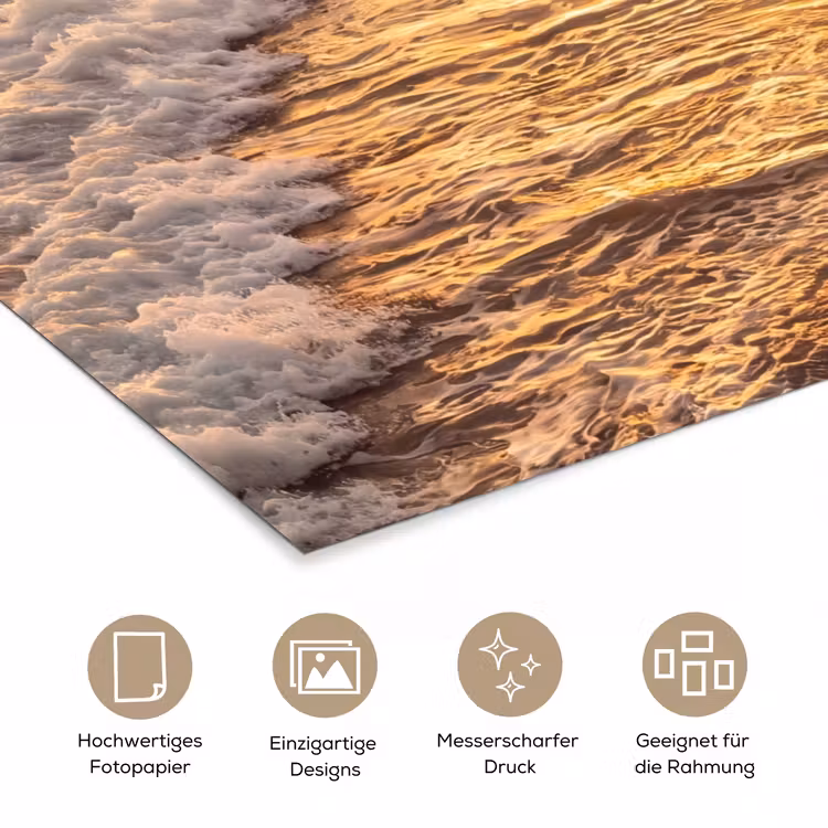 Surfer - Strand - Zonsondergang - Oceaan - Goud poster papier klein -tcloseup_DE