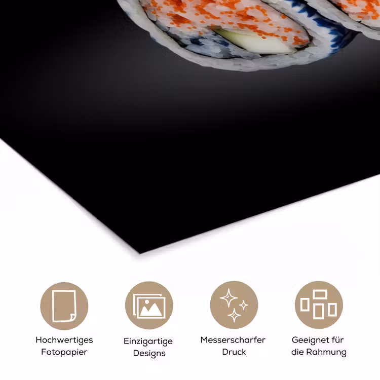 Sushi - Delfts blauw - Rijst - Vis - Elegant poster papier klein -tcloseup_DE