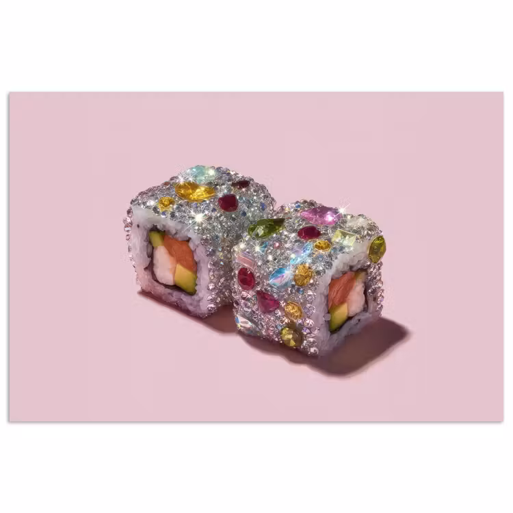 Sushi - Rolletjes - Steentjes - Kleurrijk poster papier klein -3d