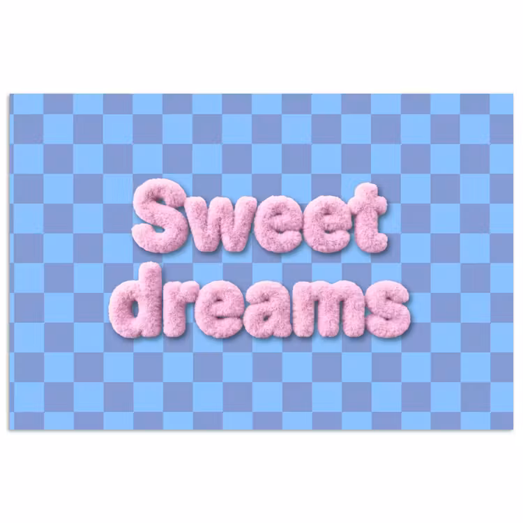 Sweet dreams - Vierkanten - Roze - Blauw poster papier klein -3d