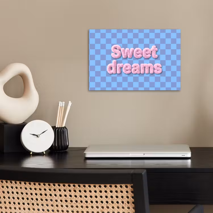 Sweet dreams - Vierkanten - Roze - Blauw poster papier klein -sfeer1